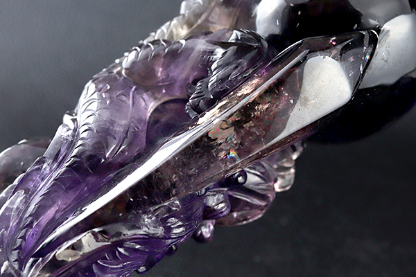 秘蔵コレクション】ブラジル産アメジスト龍彫り（台座付）-119水晶