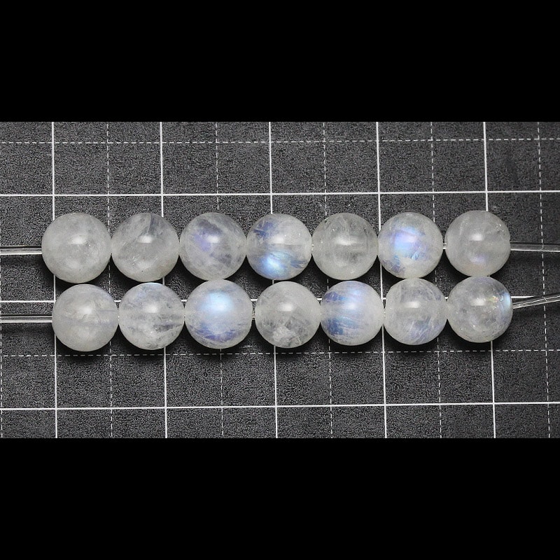 【ゆうパケット対応可】レインボームーンストーン AA+ 6mm（1.0mm穴）│水晶クラスター、天然石ビーズのアートクリスタル
