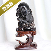 【特選品】黒水晶彫り物（龍）SA（箱・台座付き）-001