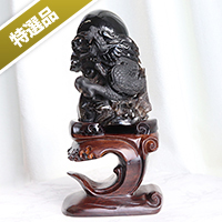【スーパーSALE】【特選品】黒水晶彫り物（龍）SA（箱・台座付き）-001