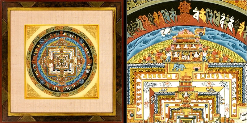 特選品】チベット時輪（カーラチャクラ）曼荼羅-004水晶クラスター 