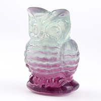 【スーパーSALE】縁起物！フローライトふくろう彫り物-034