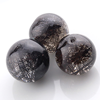 【天然石アウトレットビーズ】ブラックルチルクォーツ12〜12.5mm（3個セット）(1.0mm穴）-516