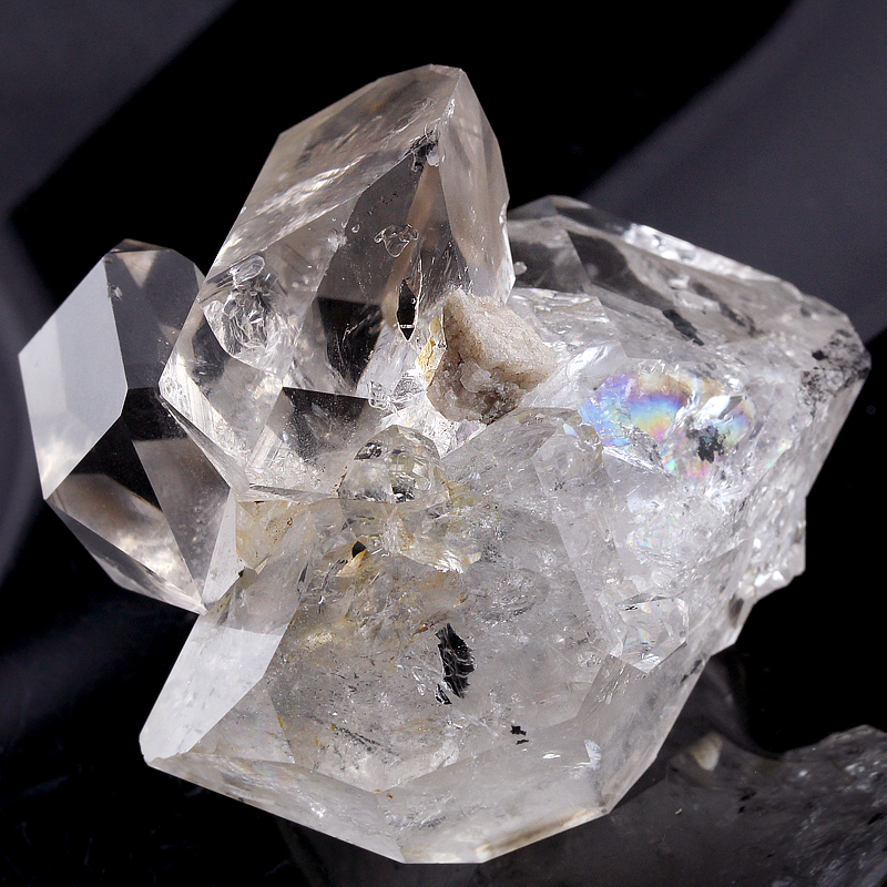 ハーキマーダイヤモンド原石-132水晶クラスター、天然石ビーズのアート