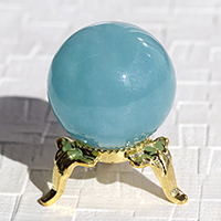 【スーパーSALE】アクアマリン丸玉（台座付き）-023