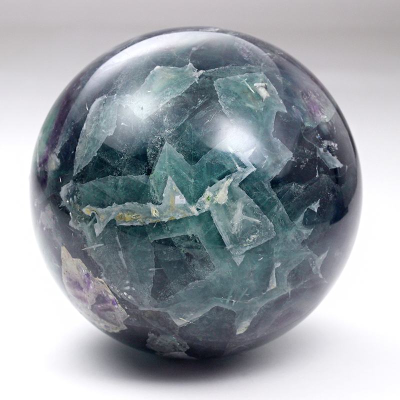 エンジェルフェザーフローライト丸玉-025水晶クラスター、天然石ビーズのアートクリスタル